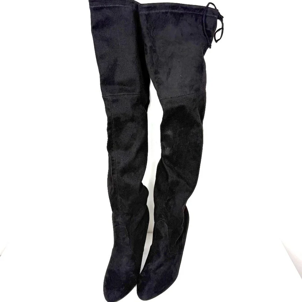 Steve Madden Gorgeous Suede Over The Knee High Heel Boots 9 Black